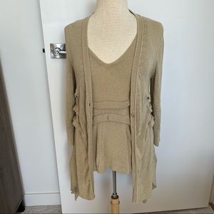 Donna Karan Knit Tank & Cardigan Set